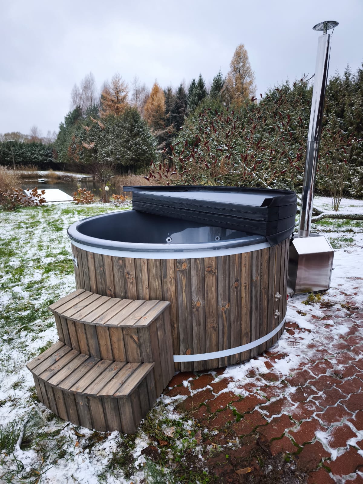 anthracite-pearl-fiberglass-hot-tub-wood-fired-hydro-air-200cm-1 Anthracite pearl fiberglass hot tub with wood fired heater