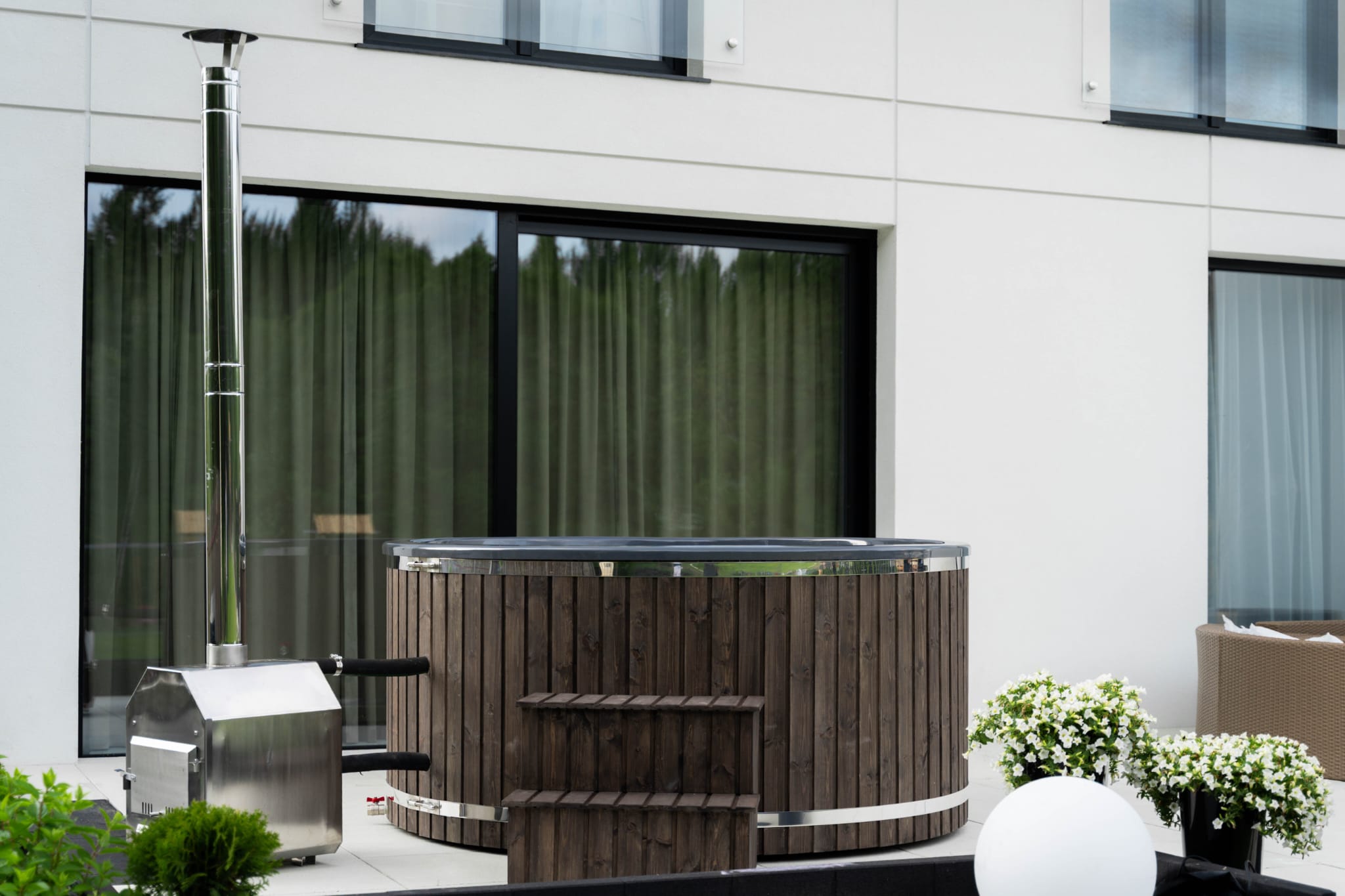 fiberglass-hot-tub-wood-fired-hydro-air-massage-led-200cm-1 Fiberglass hot tub with wood fired heater and air massage